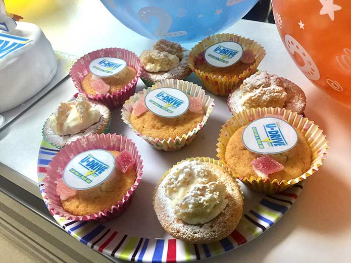 Cupcakes with the U-Drive logo